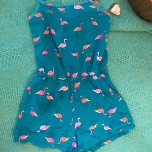 Teal flamingo spaghetti strap jumper